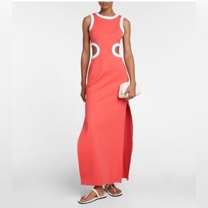 NWT STAUD Dolce jersey maxi dress.  Hibiscus/white color. Smoke/pet free home